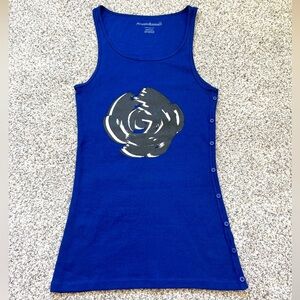 Norma Kamali 100% organic cotton blue tank top in size small